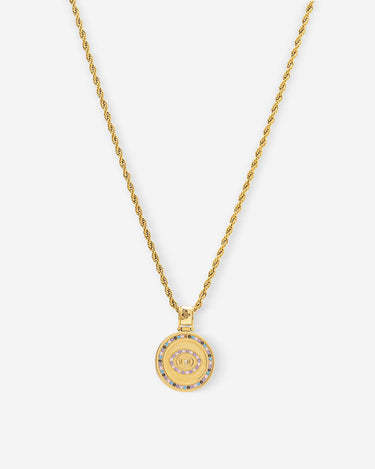 Solar Medallion 10:10 Goudkleurig Ketting met subtiele steentjes | roanross sieraden, luxe heren sieraden, premium kwaliteit sieraden