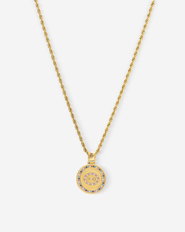 Solar Medallion 10:10 Goudkleurig Ketting met subtiele steentjes | roanross sieraden, luxe heren sieraden, premium kwaliteit sieraden