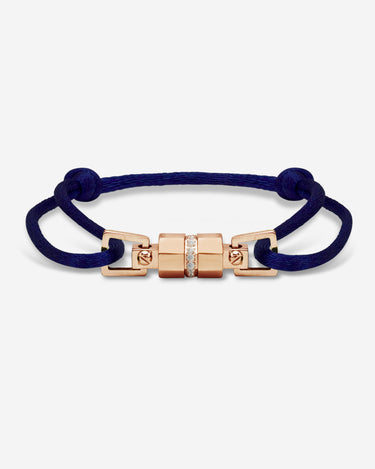 Midnight Lock Donkerblauw Armband Rosè Goudkleurig, handgemaakte sieraden voor luxe heren.