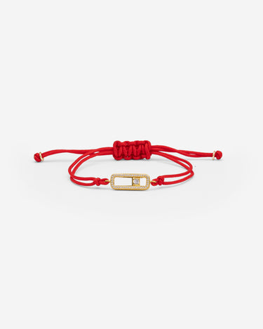 Celestial Balance Goud Rood Armband van handgemaakte sieraden met zirkonia steentjes en luxe uitstraling.